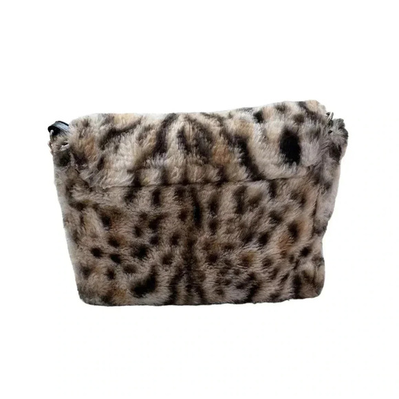Y2K Brown Leopard Print Faux Fur Cross Body Bag - Picture 2 of 10